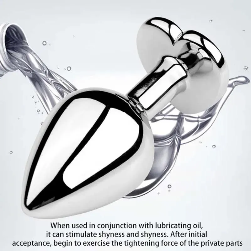 5 Sizes Stainless Steel Crystal Heart Anal Plug Removable Butt Plug Stimulator Prostate Massager Anal Sex Toys Dildos — image 5