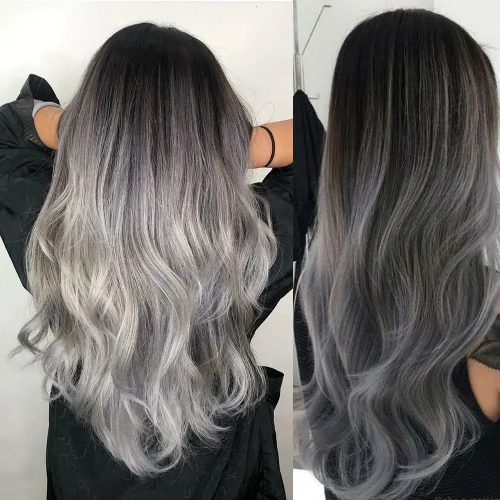 Doreen-Cinta en extensiones de cabello humano Real, 100% europeo, 16 a 24, 50g, 2,5 g/unidad, pelo negro, plateado y gris, cinta sin costuras de PU