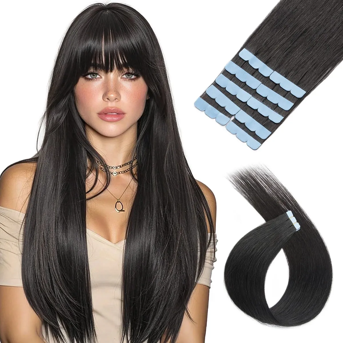 Mini Tape in Human Hair Extensions Natural Straight Tape in Extentions 3x0.8cm Invisible Tape 10pcs/pack For Side Hair