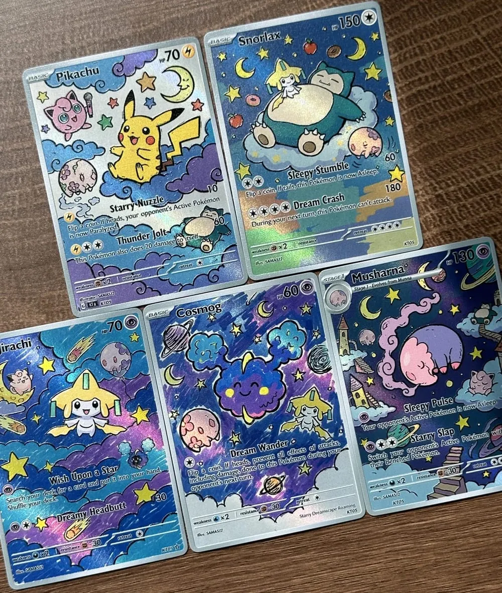 Pokemon PTCG Cards Jirachi Snorlax Cosmog Musharna Starry Dreamscape Roaming Style Collection Cards 5Pcs Pokemoncards Gift — image 3