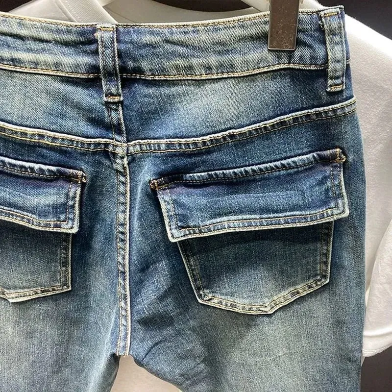 Spring and Autumn New Fashionable Solid Color American Retro Straight leg Jeans for Men's Casual Sports High quality Jeans 28-36 — image 6