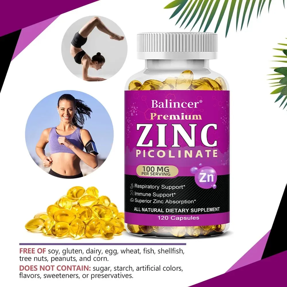 Zinc Picolinate 100Mg Capsules - Respiratory Immune Support Skin and Bone Health Highly Absorbed Supplement — image 3