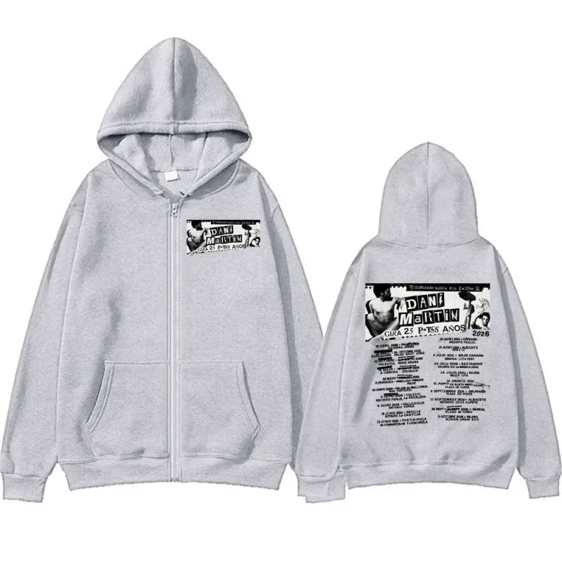 Dani Martín Gira 25 Años Album 2026 Print Zip Up Sweatshirts Men Women Long Sleeve Cozy Pullover Coats Streetwear Zipper Hoodies — image 7