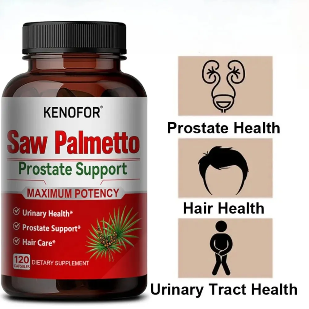 Le supplément de prostate avec Saw Palmetto soutient la santé des voies urinaires Supplément de santé à base de plantes 120 capsules végétariennes