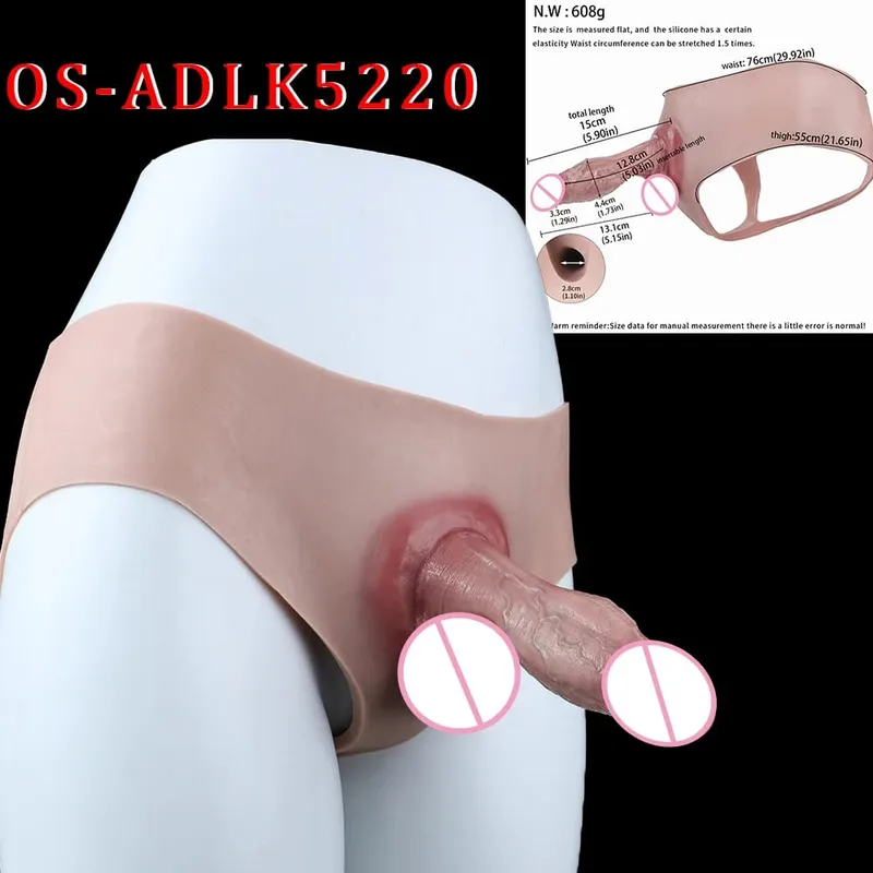 High Waist Realistic Penis Sleeve насадка на член Strap On Hollow Dildo Panties Silicone Dick Extender Sex Toy For Men