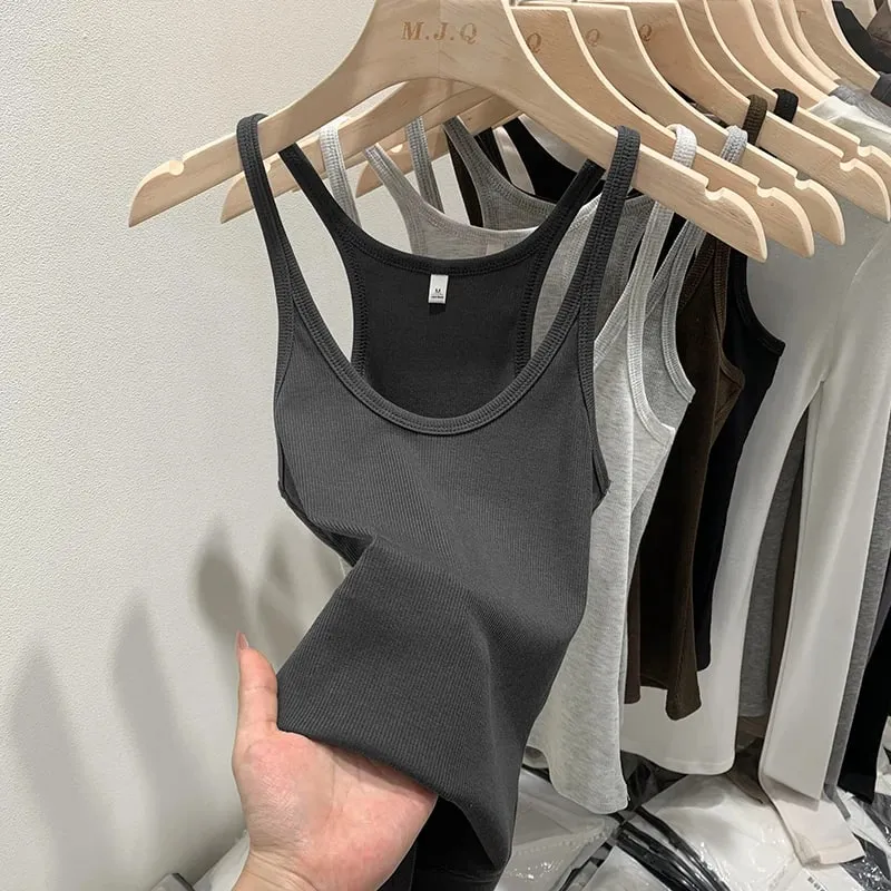 Layering Outerwear Tees 2026 Summer Y2K Hot Girl Knitted Ribbed Women Camis Figure Flattering Sleeveless Tank Top — image 14