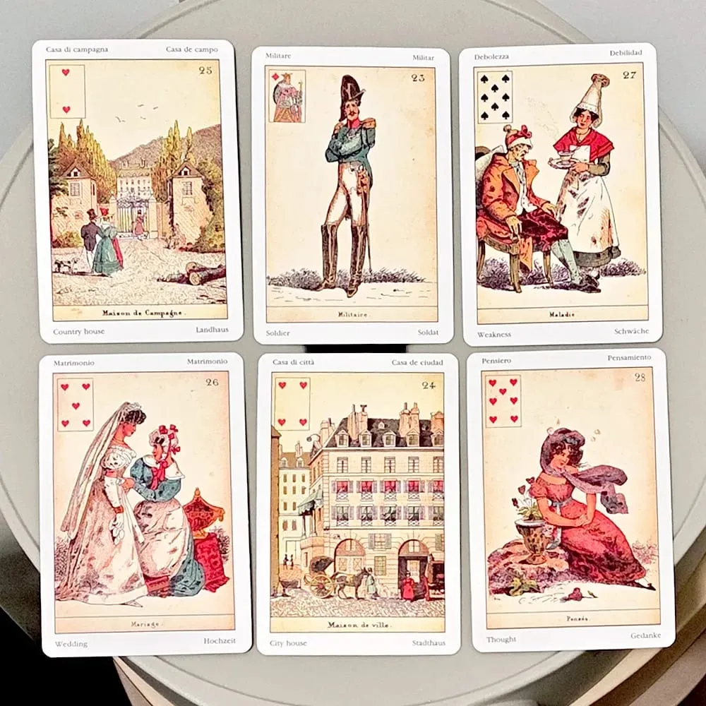 Sibilla Indovina Oracle Cards 10,5 * 6 cm Vintage 52 cartes Divination Deck - Style victorien multilingue — image 6