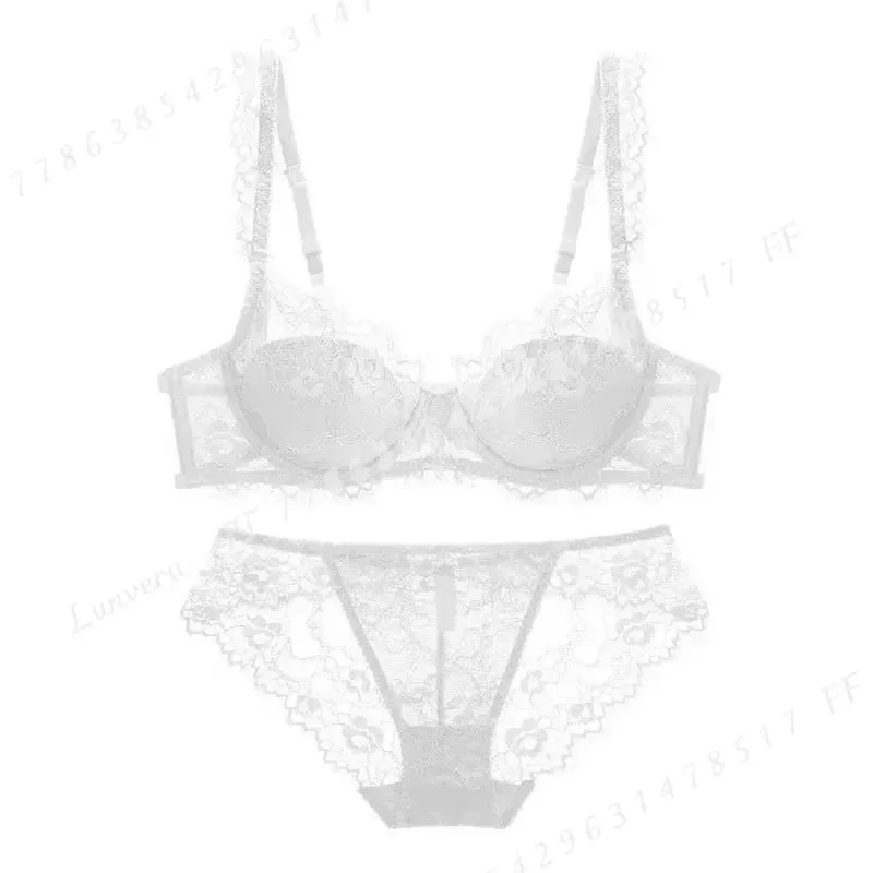 Women Sexy Lingerie Set Elegant Thin Lace Bra See Through Briefs Soft Underwear Ladies Bra and Panty Set — image 6