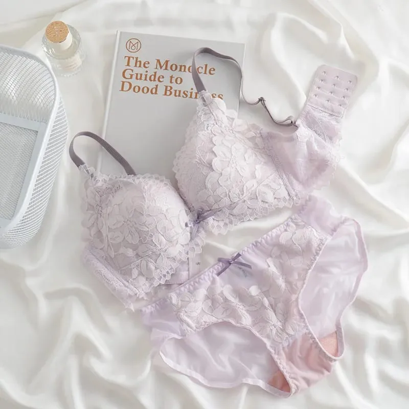 Push Up Bra for Small Breasts Lift & Gather Unpadded Lace Bra Set Adjustable Anti-Sagging Wireless Comfort Luxury Lingerie — image 11