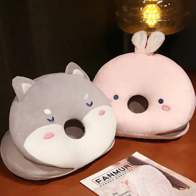 Rabbit Husky Fox Plush Nap Pillow Ice Silk Surface Cooling Sleep Cushion Office Desk Rest Pillow Home Travel Hug Pillow Gift — image 6