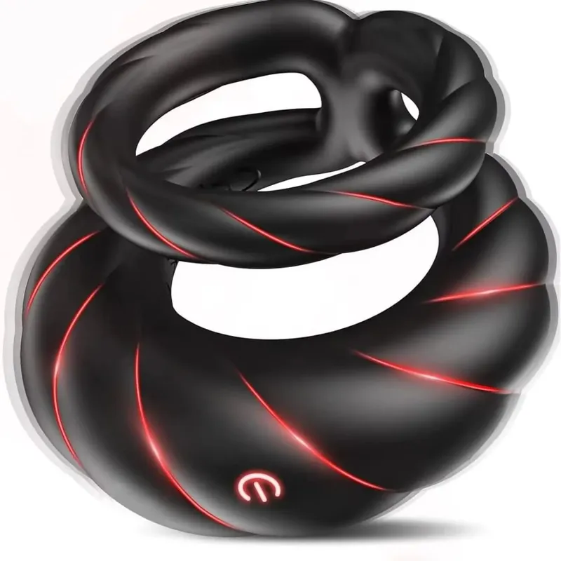 Mens Vibrating Cock Ring Sex Toys Double Penis Ring Vibrator Delay Ejaculation Male Sex Toys for Longer Harder Stronger Erection