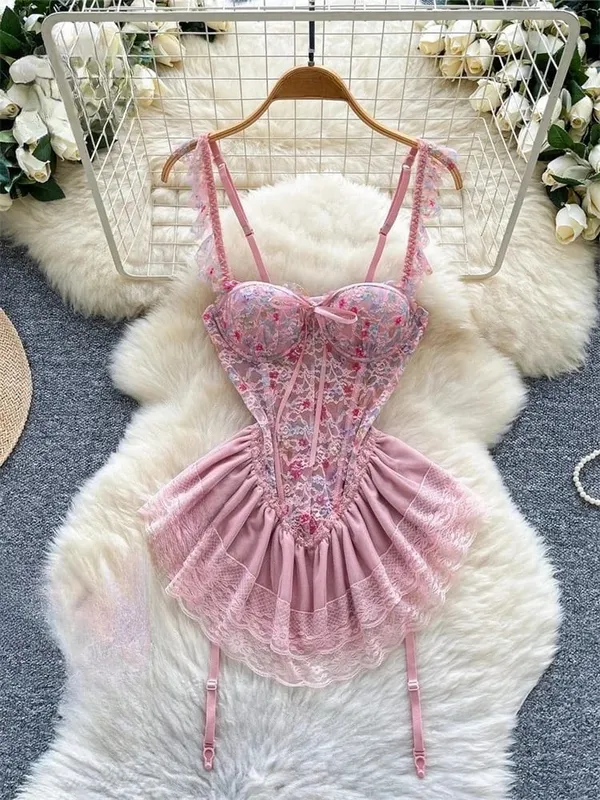 Woman Embroidery Floral Mesh Fashion Sexy Dress Chinese Style Short Sleeve Split Hollow Out Cheongsam New Gauze Sheer Dress — image 34