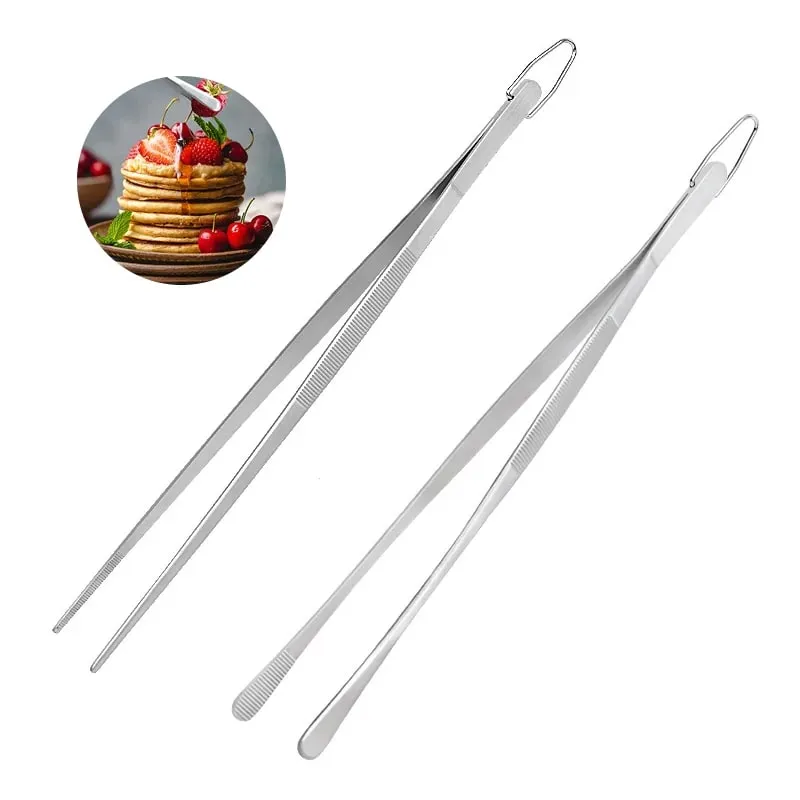 30CM Kitchen Tweezers Fine Tweezer Tongs Extra-Long Stainless Steel Cooking Tweezers For BBQ Cooking Bartending Tools