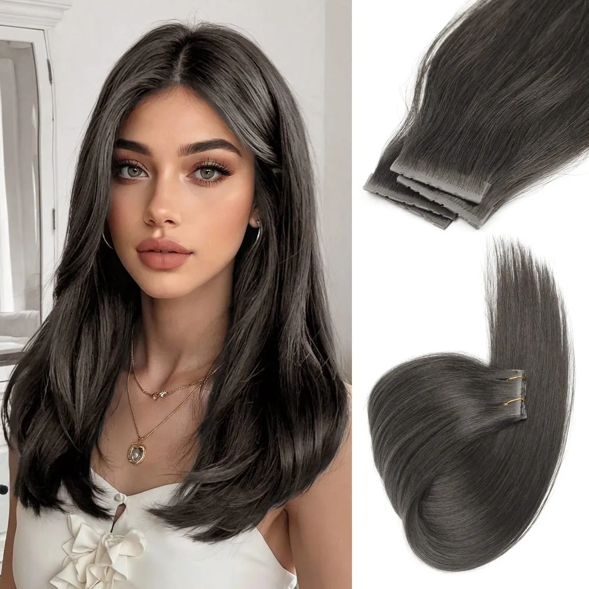 Butterfly Weft Hair Extensions Human Hair Glue-Free Double Invisible Weft with Micro Beads Natural Volume and Length 12-24Inches — image 8