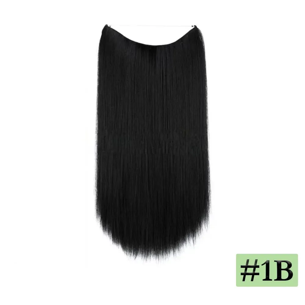 22" Long Straight Invisible Halo Hair Extensions 120g/pc 27-613 Blonde Synthetic Fish Hair Pieces Ombre Brown Wire Clip In Hair — image 8