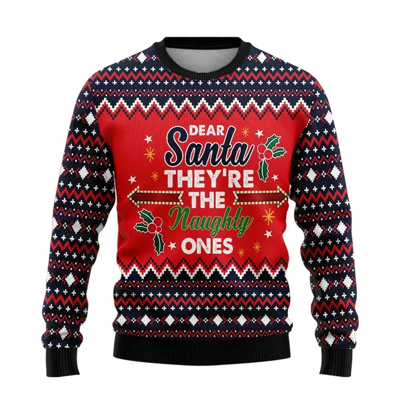 3D Printed Cartoon Santa Claus Sweatshirt For Men Merry Christmas Pattern Hoodies Casual Harajuku Loose Tops Round Neck Pullover — image 5