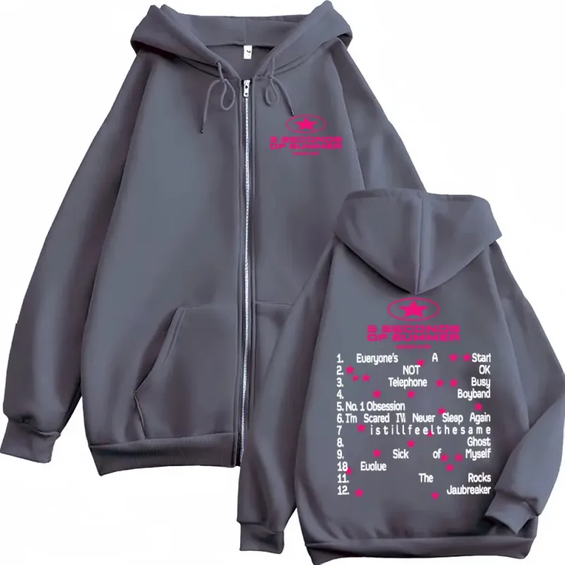 5 Seconds of Summer Everyone's A Star Album Tour Zipper Hoodies Mens Clothes Hip Hop Punk Jacket Sweatshirt Casual Zip Up Hoodie — image 4