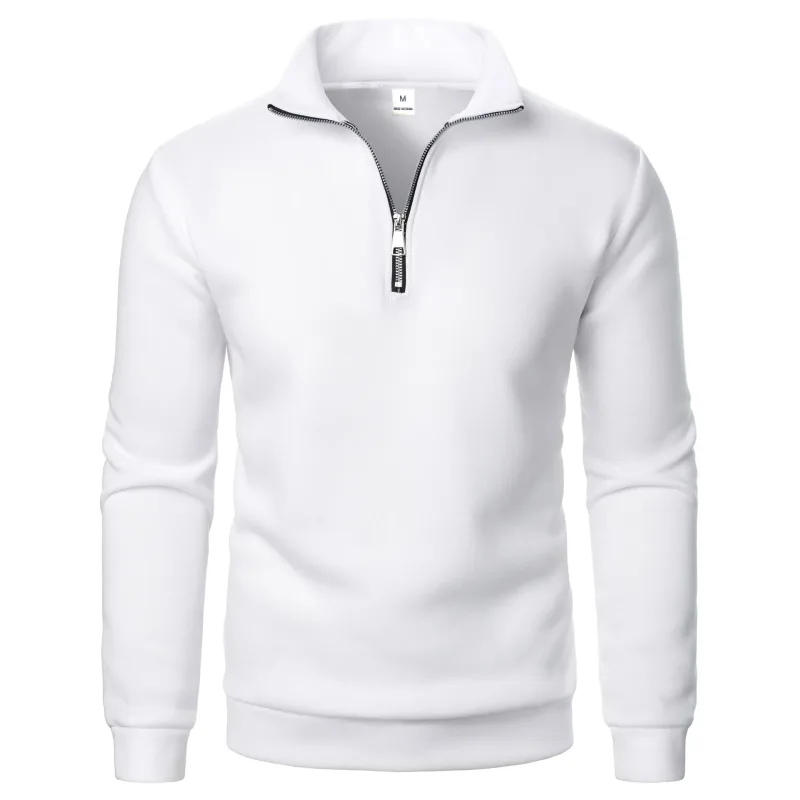 Spring and Autumn new casual half zipper stand up collar hoodie trend simple and loose oversized fleece men's hoodie