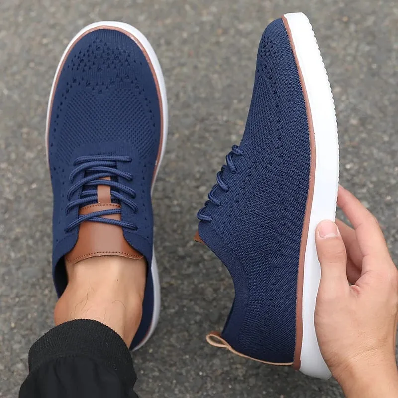Sleek Men's Casual Shoes Breathable Mesh Upper Comfortable Insole Non-Slip Sole Casual Walking Shoes Knit Design Flexible Sole — image 2