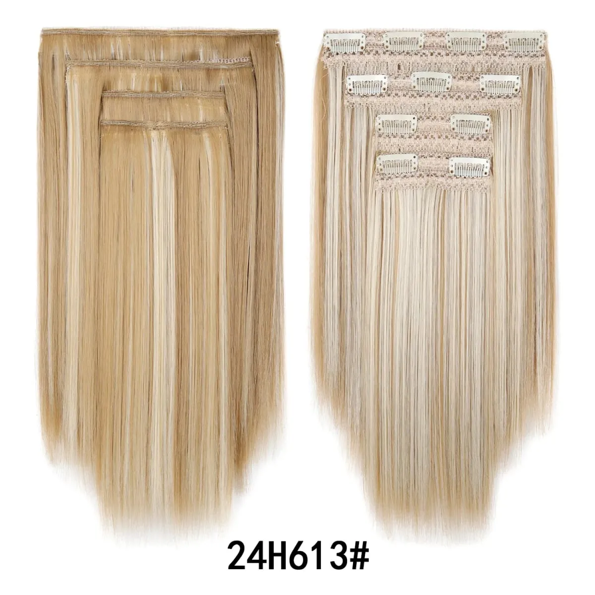 Clip In Hair Extensions 4Pcs/set Full Head 12 Inch Straight Short Synthetic Highlight Hair Extensions For Women Daily Use
