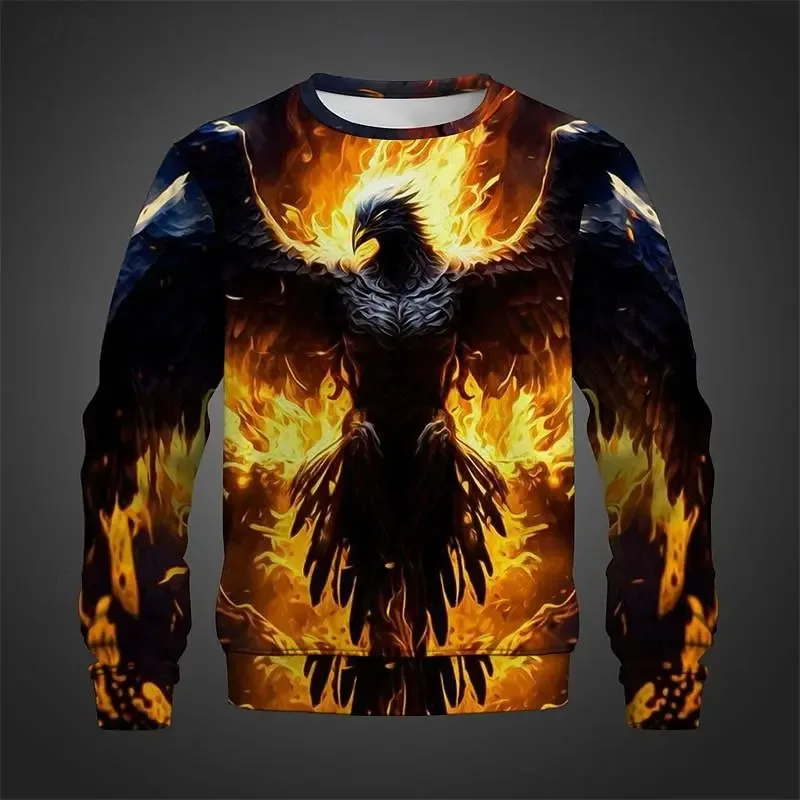 Full Print Chinese Dragon Graphic Sweatshirts For Men Women Long Sleeve Casual Round Neck Hoodie Streetwear Mens Sport Tracksuit
