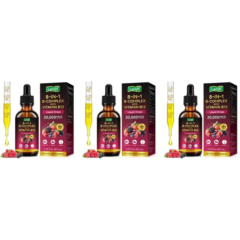Lenm Vitamin B12 B-Complex Liquid Drops 8-in-1 Supports Nervous System Immune Health and Daily Energy 60 ML Sugar-Free Non-GMO — image 9