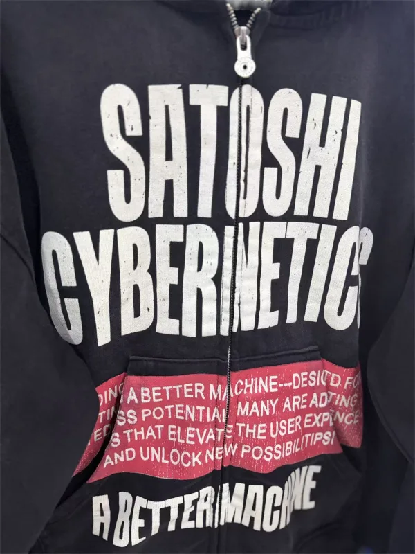 Street Brand 26SS“Cybernetics" Distressed Washed Old Zipper Cotton Winter High-Street Hoodies Sweater For Men — image 14
