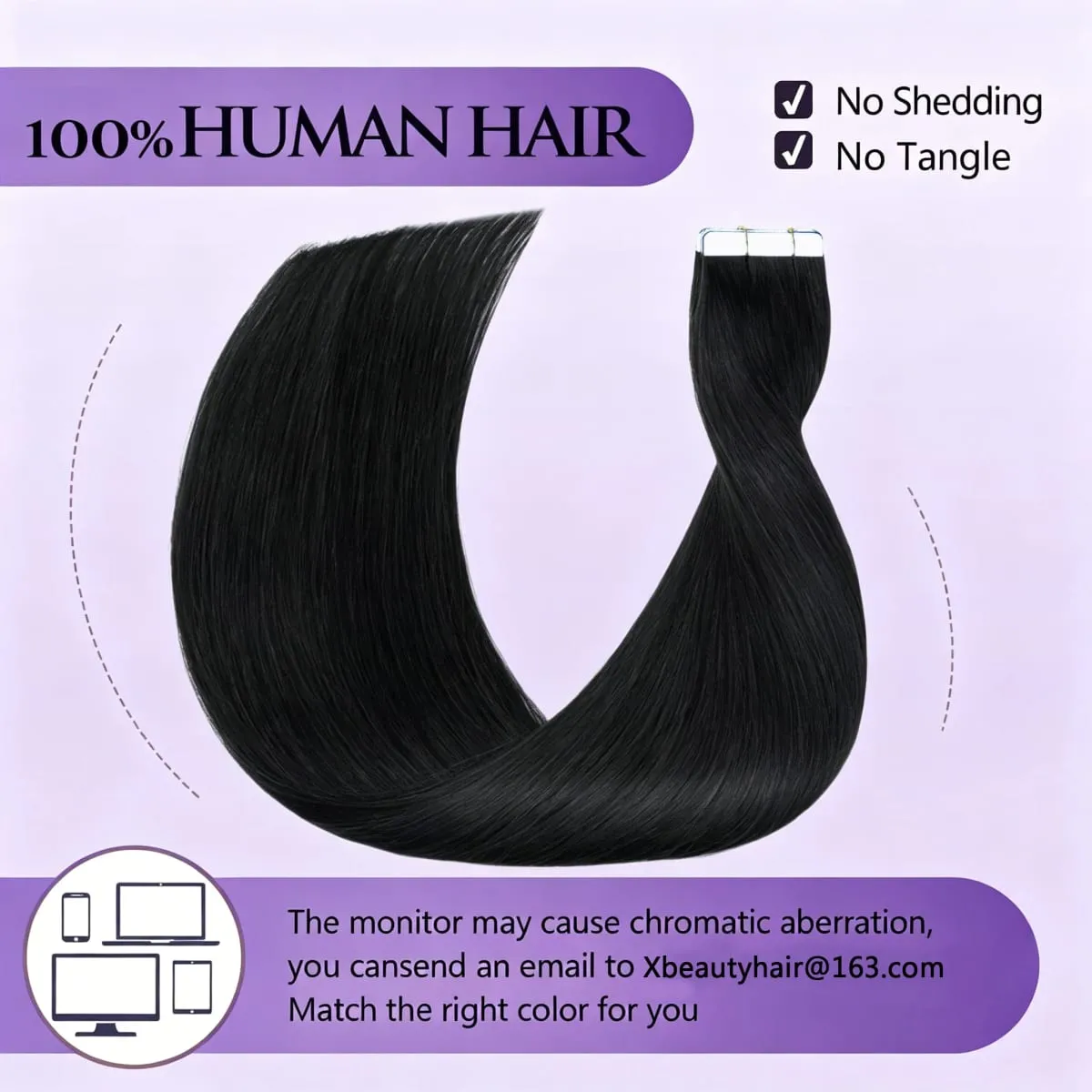 Tape in Hair Extensions Straight Remy Human Hair Seamless Invisible Skin Weft Remy Double Sided Adhesive Vietnamese Human Hair 50g/pack 16-26 inches — image 6