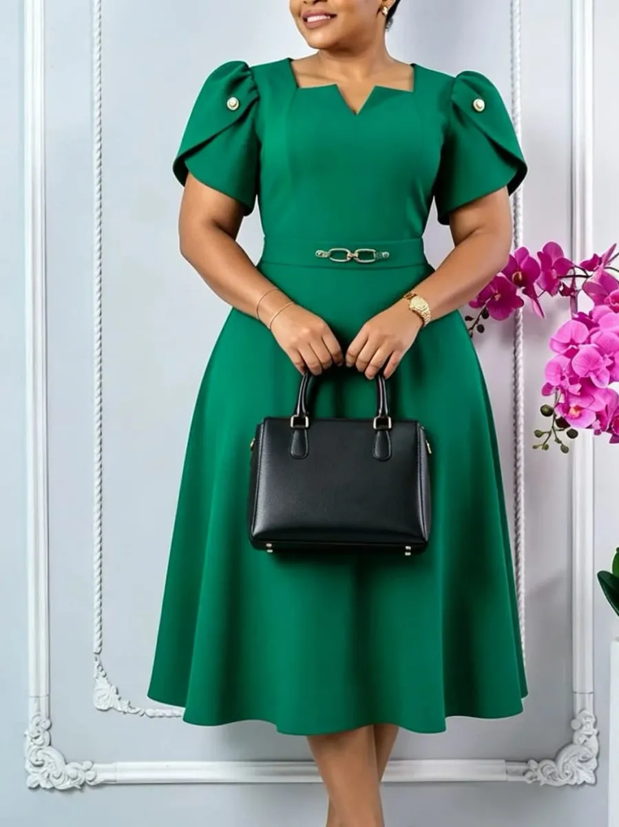 2026 Women's High Waist Elegant Large Size Dress Summer Fashion Casual Elegant Dresses for plus Size Women — image 2