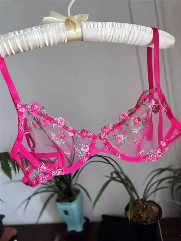 French Luxury Lingerie Set - Sexy Floral Embroidery Black Bra & Panty Set Sheer Transparent Seductive Women's Intimates — image 10