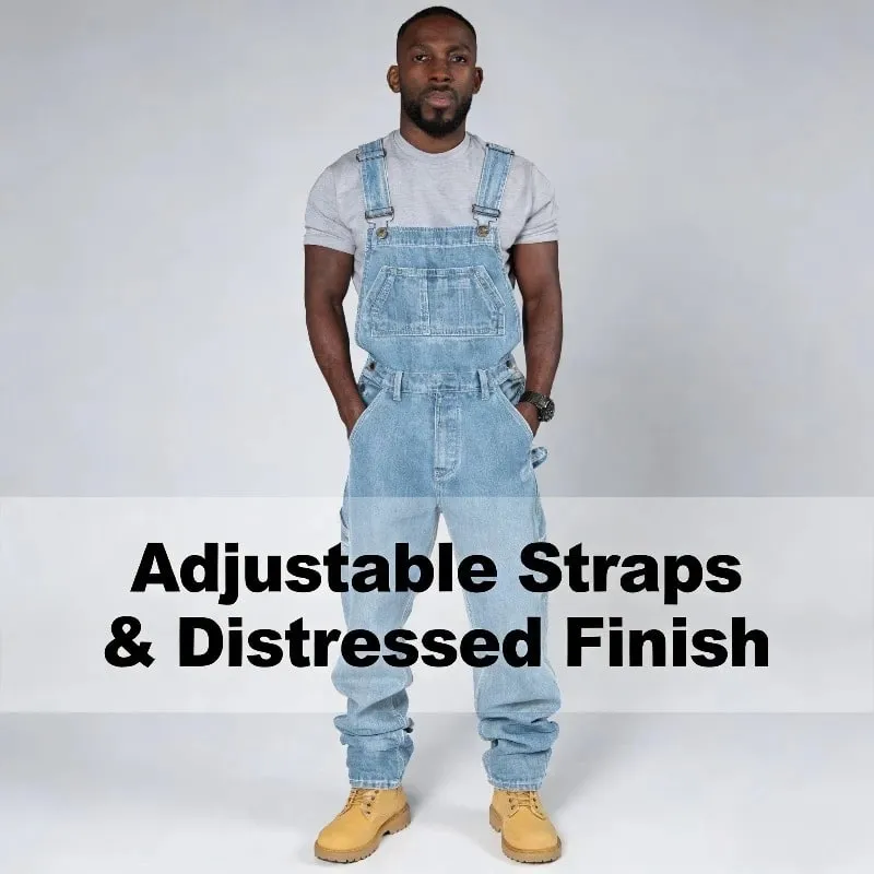 Trendy Men's Suspenders Denim Jumpsuit Fashion Casual Overalls Jeans