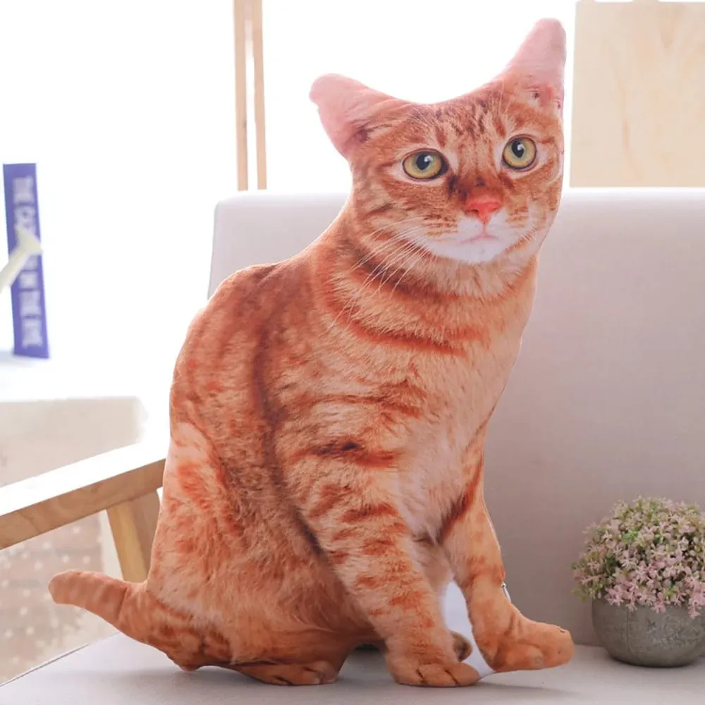 Creative Realistic 3D Cat Soft Simulation Cat Plushie Pillow Cartoon Kawaii Animals Cushion for Girls — image 8