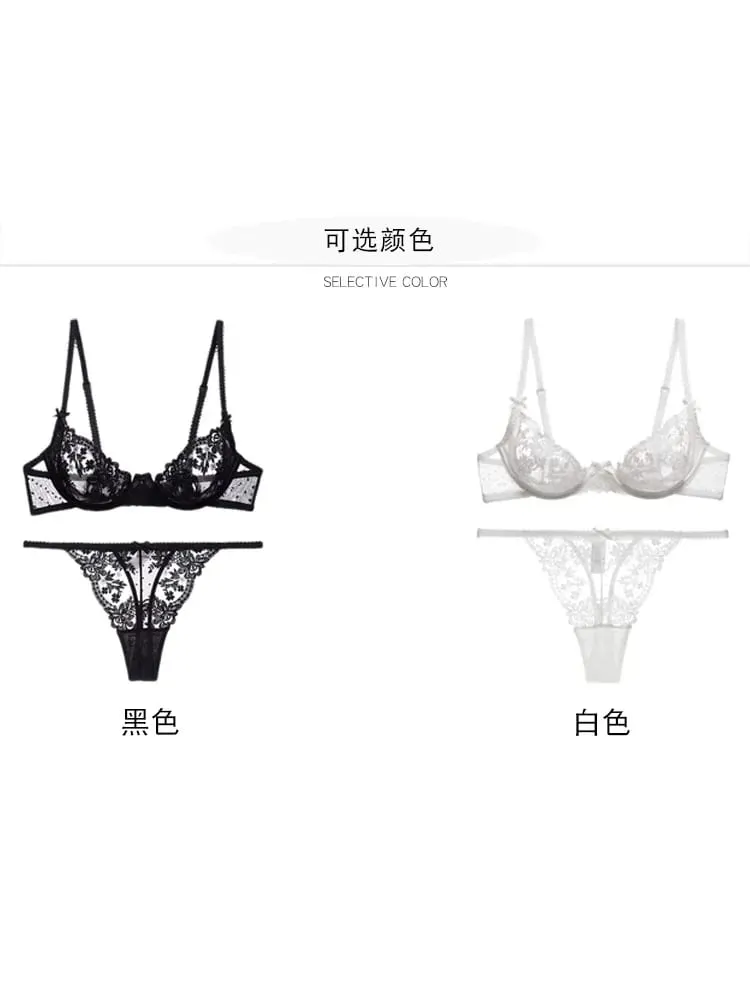 European Lace Bralette Modish Wire-Free Bra Set Cover Breathable Anti-Sag Thin Cup for Humid Weather & Modest Confidence — image 4