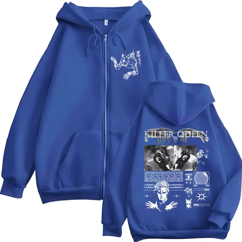 Anime Jojo Bizarre Adventure Killer Queen Zipper Hoodies Men's Women Clothing Fashion Hip Hop Zip Up Long Sleeves Pullovers Coat — image 5