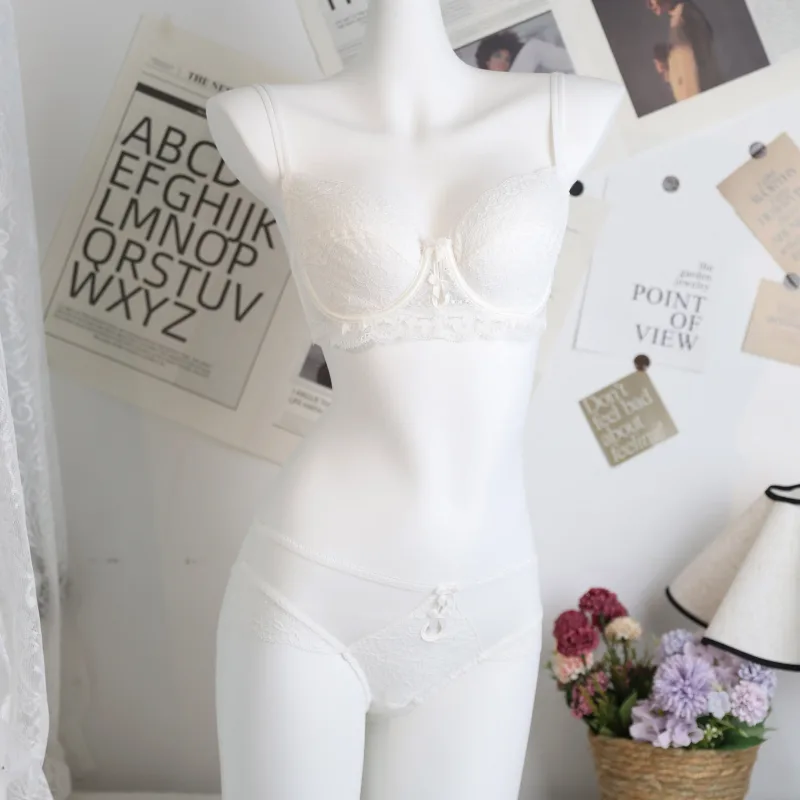 Trendy Lace Minimizer Lingerie Set DE Cup Large Bust Large Size Thin Cup Underwire Anti Sagging Comfy No Show Women Underwear