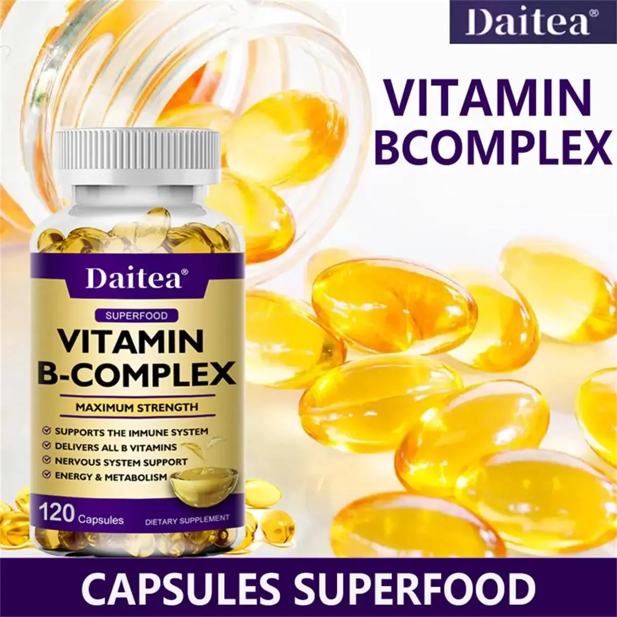 Vitamin B-Complex Capsules - Energy Immune & Nervous System Support Relieve Stress Improve Digestion — image 7