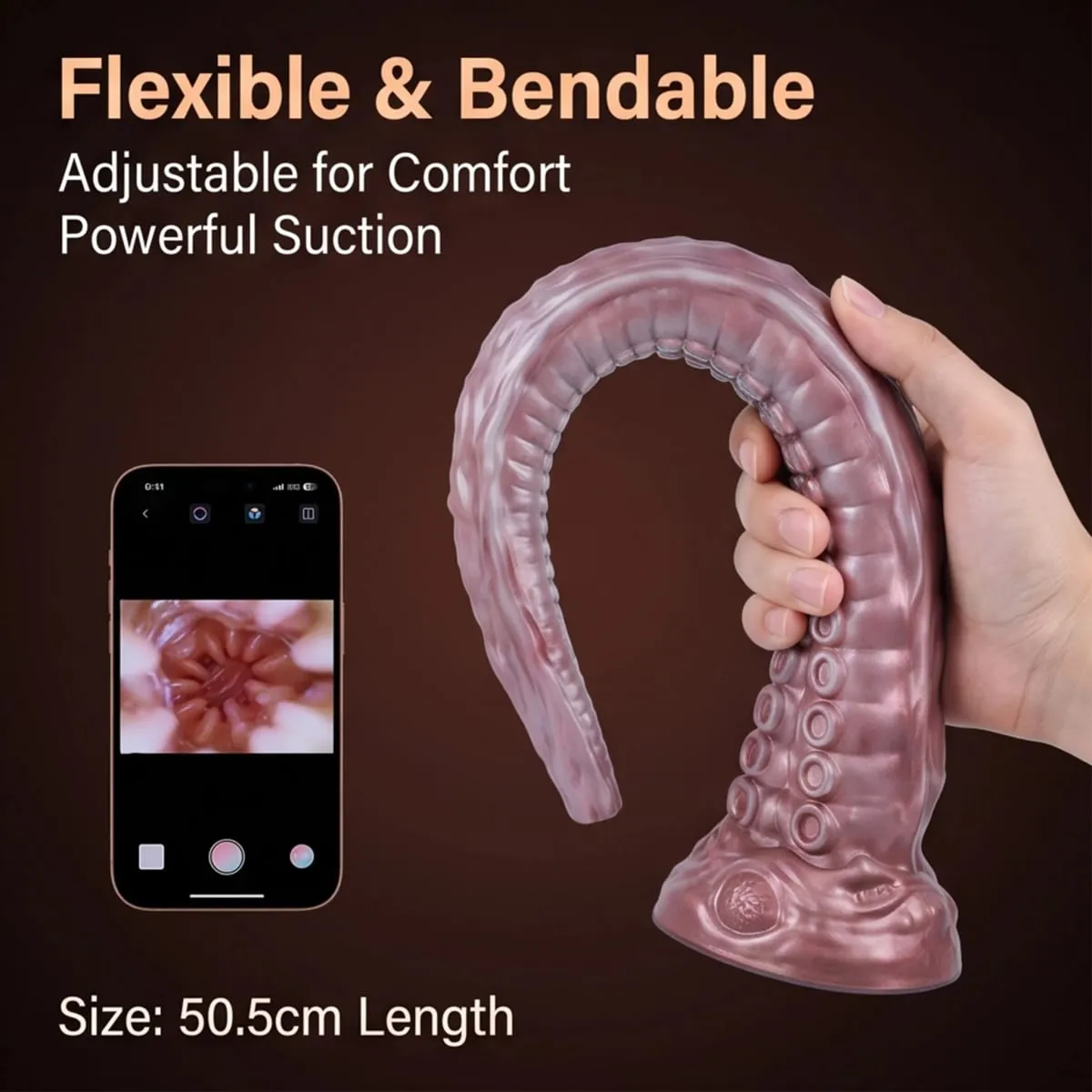 ยาวขยาย Octopus Tentacles App ควบคุม Anal ปลั๊ก Peeping Hole ฐานถ้วยดูด Anal Dilator Speculum Sex Toy