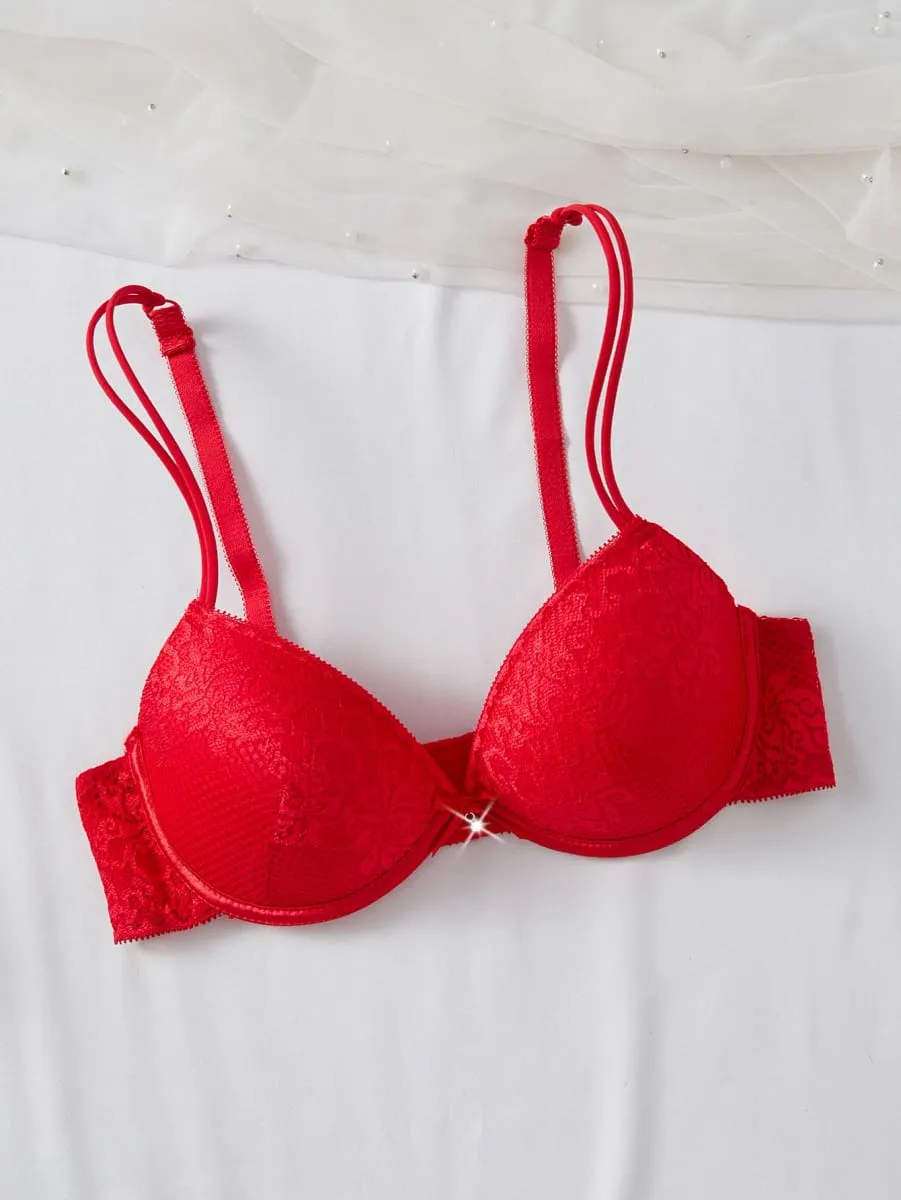 4 PCS Women's Underwear Set Sexy Floral Lace Push Up Bra Sheer Breathable Panties Stylish Comfortable Sexy Lingerie — image 5