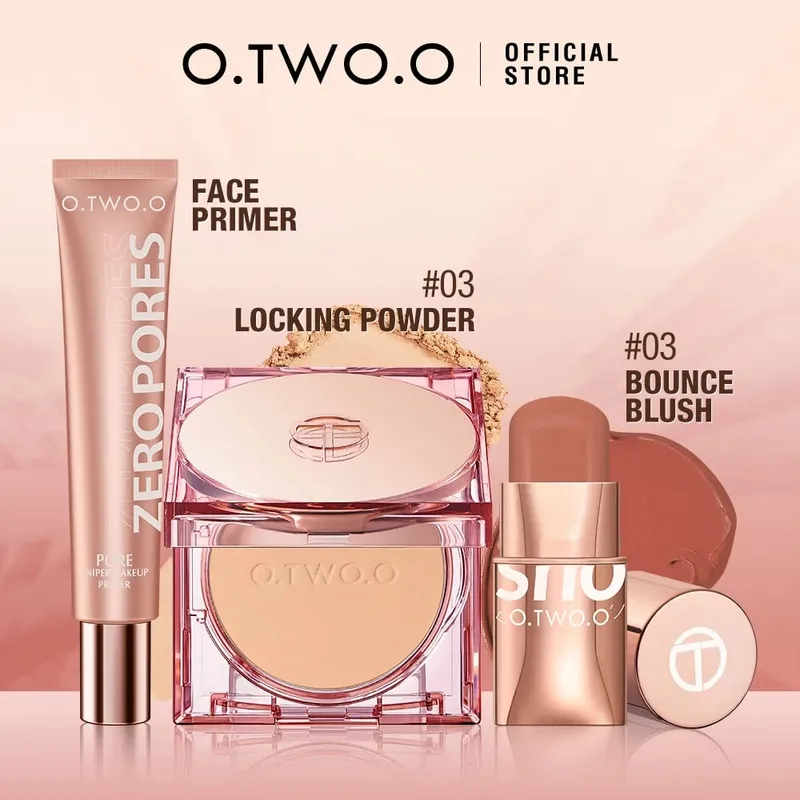 O.TWO.O 3pcs Makeup Set 3 In 1 Lipstick Blush Stick SPF 30PA+ Face Setting Powder na Face Primer Makeup Base Cosmetics Kit — image 8