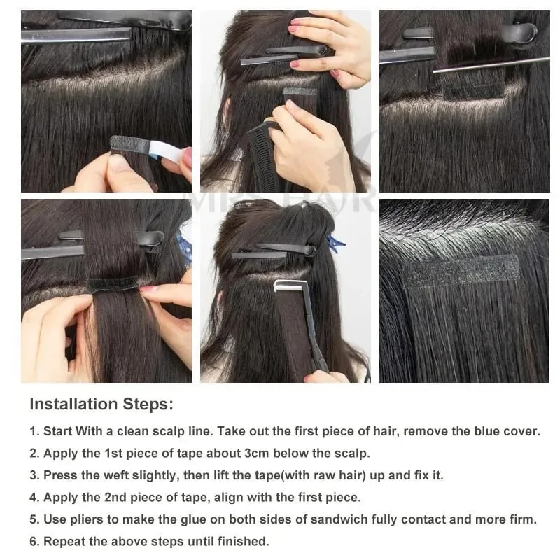 Invisible Tape-In Hair Extensions Straight Human Hair Seamless Invisible Skin Weft Design Smooth Soft Natural Texture No Frizz Easy To Wear