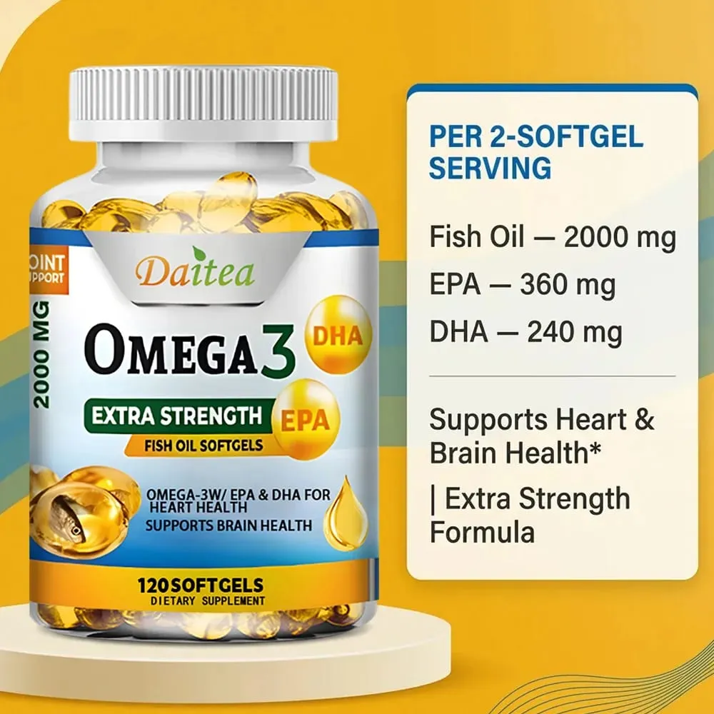 Omega 3 Fish Oil 2000mg Softgels with EPA & DHA Supports Heart Brain Joint & Eye Health Boosts Nerve Function & Immunity — image 3