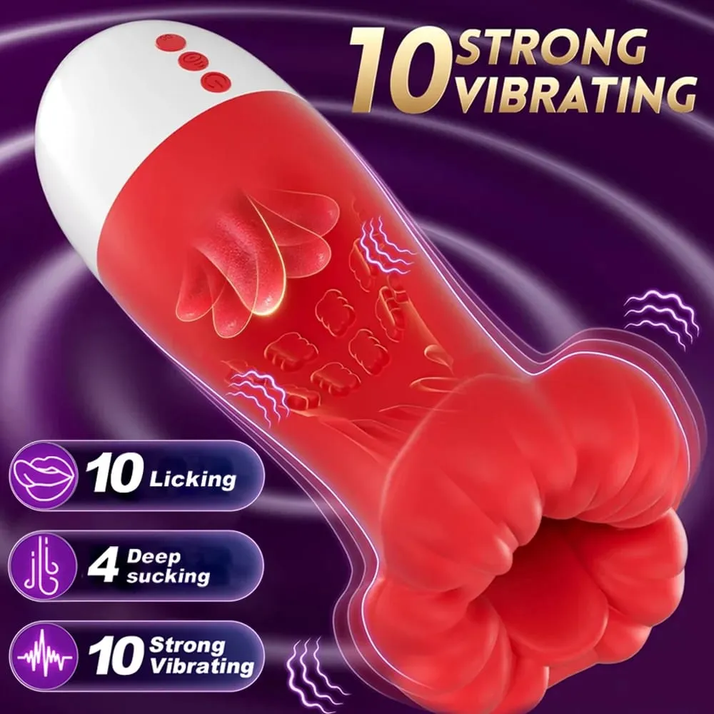 Pocket Pussy Squeezable Sleeve Penis Pump Male Maturbator 3 Natural Blowjob Sucking &10 Licking Vibrating Stroker Adult Sex Toys — image 2