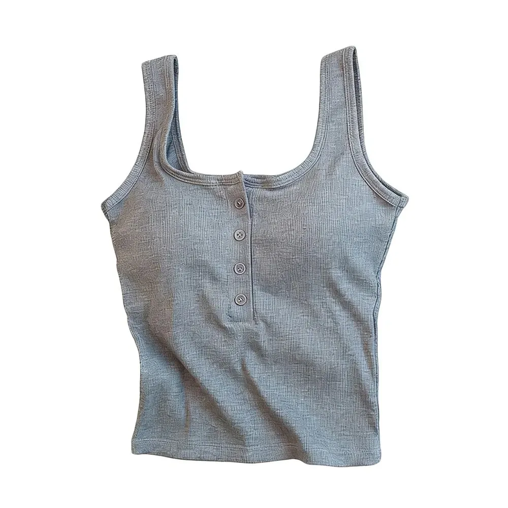 Casual U Neck Summer Tank Tops Slim Underwear Cami Top Shirt Sleeveless Camisoles Fitted Tops for Women