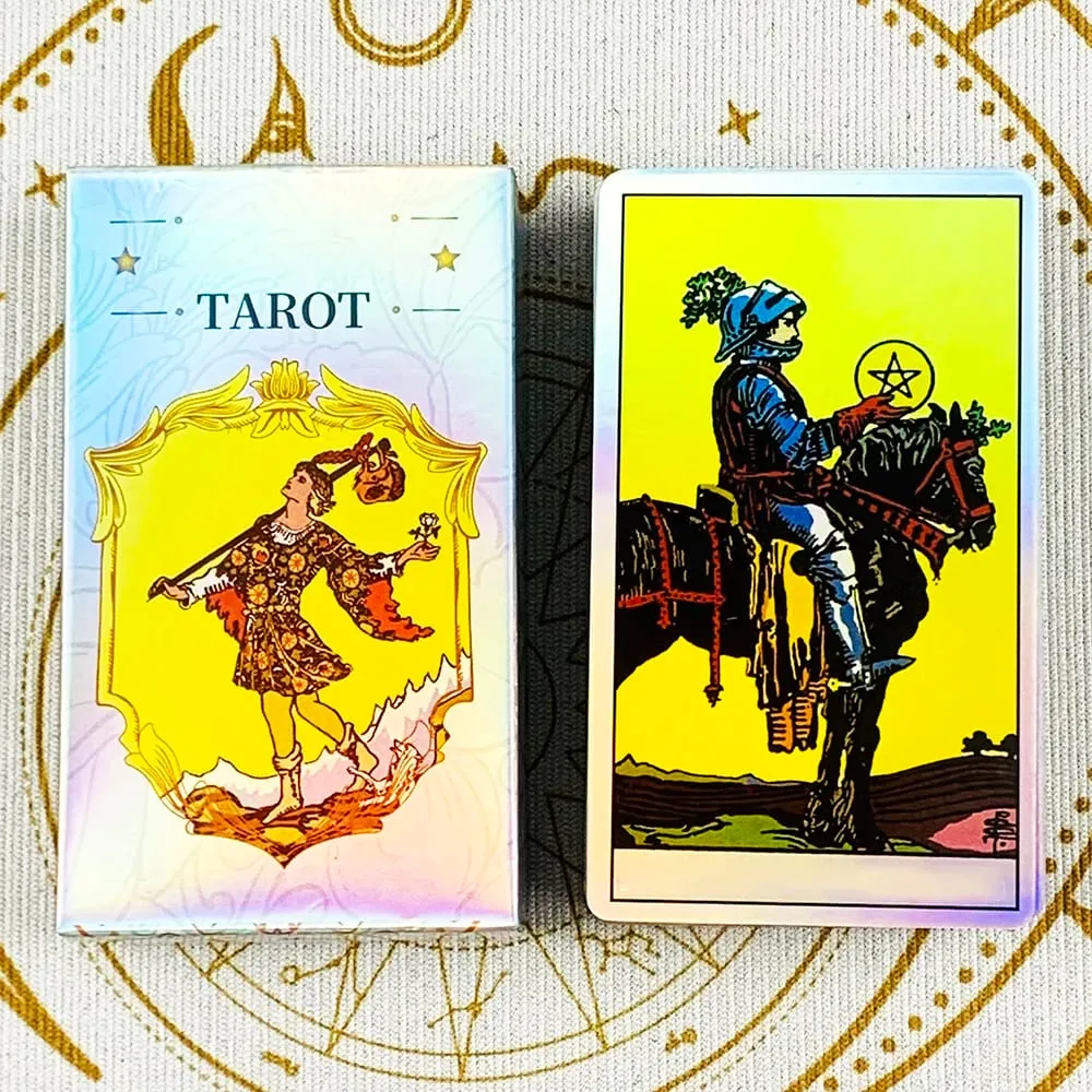 Baralho de tarô clássico arco-íris holográfico, 78 peças, cartas de tarô iridescentes com guia, cartão oracle de adivinhação para iniciantes — image 2