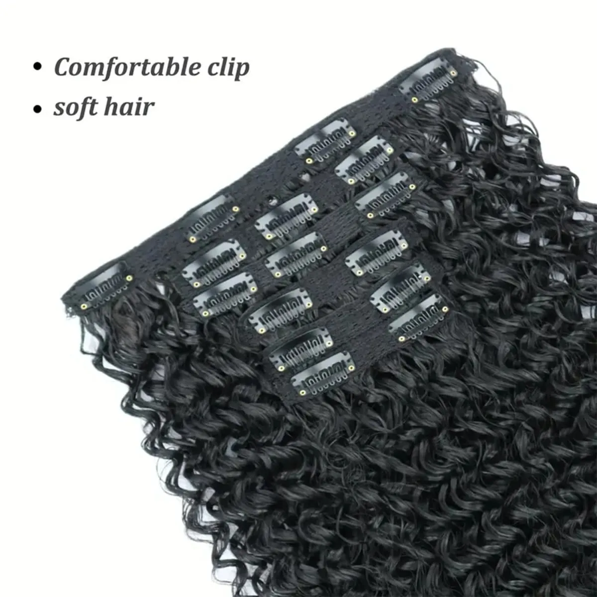 Synthetic Kinky Curly Clip On Hair Extensions Black Blonde Fluffy Kinky Curly Full Head Fake Pieces Hair Extensions For Women