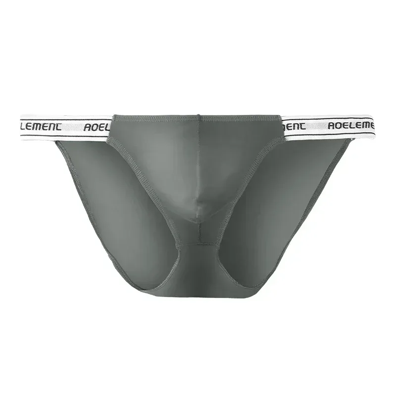 Men's Underwear Solid Color Elastic Tight Sexy Low Waist Ice Silk High Fork Thong Fitness Sports Comfortable Triangle Shorts — image 27