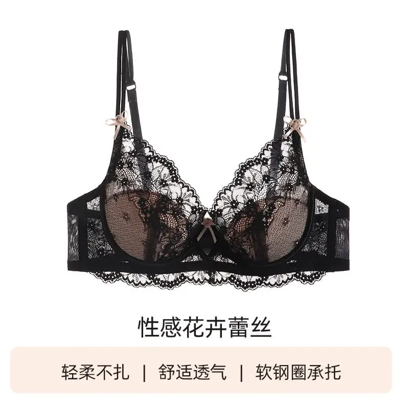 Female Lace Full Cup Minimizer Bra Set Thin Push‑Up Anti‑Sag Comfortable Lingerie Underwear For Big Breast Soft Daily Intimates — image 11