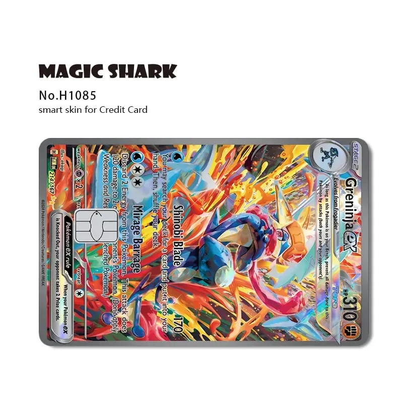 Magic Shark Mew Charizard EX Eevee Gengar Pikachu TCG Card Holographic Laser Skin Film Sticker for Bank Credit Card — image 23
