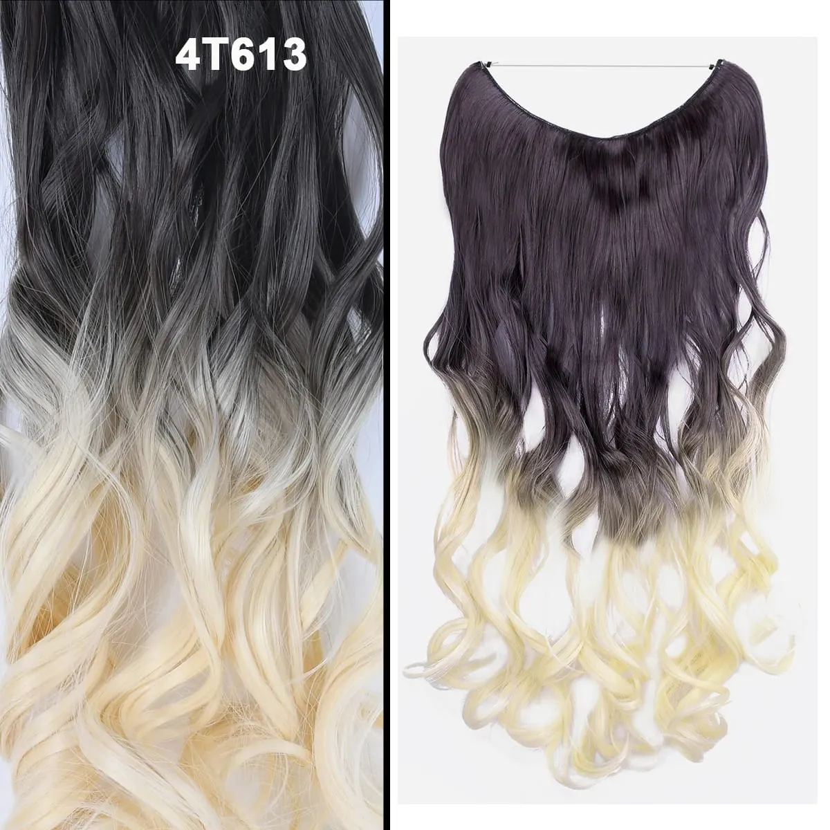 Jeedou Wavy Hair Extension Elasticity Invisible Wire Fish Line One Piece No Clips Synthetic Hairpieces Ombre Color For Ladies — image 54