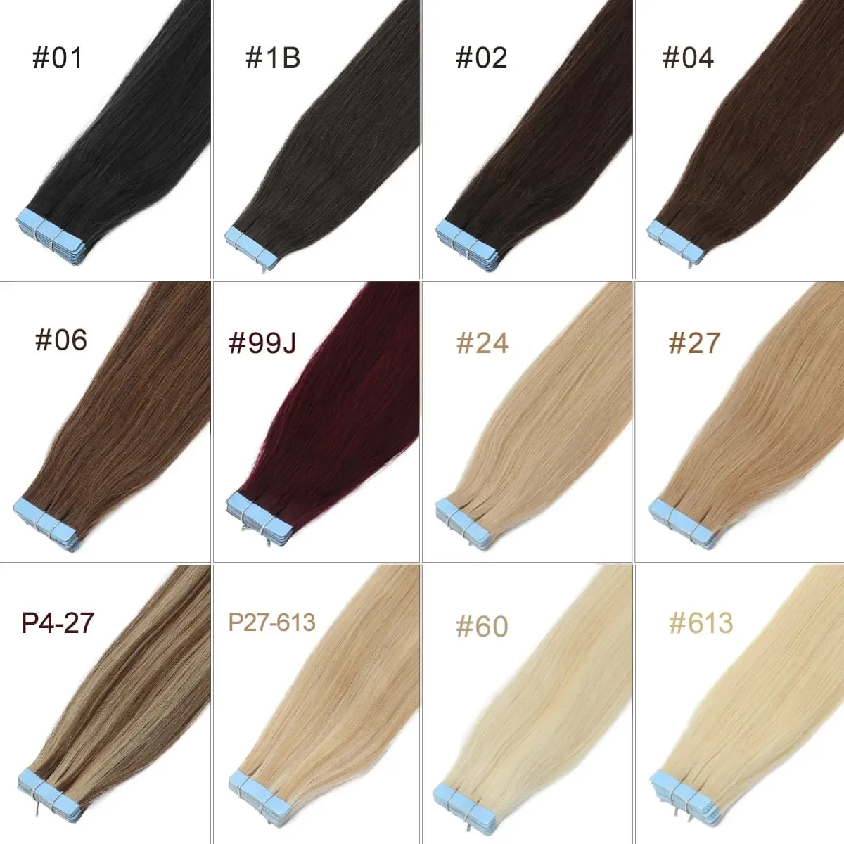 PU Seamless Tape in Human Hair Extensions Silky Straight Remy Skin Weft Tape Hair Extension 12-20 inch 20pcs/pack 1B Natural Black 30g for Add Volume